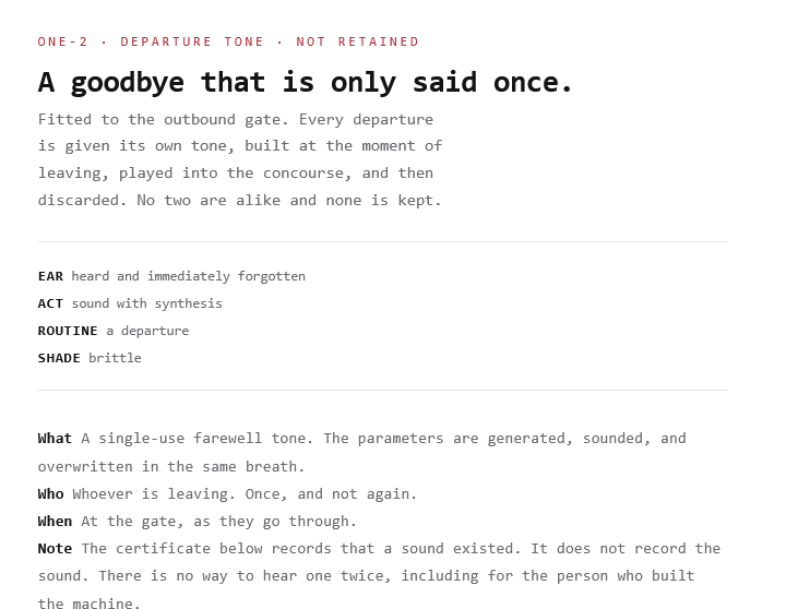 The Once — A farewell that is said only once.